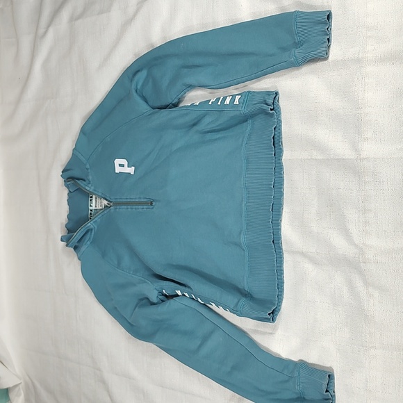 PINK Victoria's Secret Tops - Pink Victoria Secret Long Sleeve Blue Turquoise 1/4 zip up Women Size X Small